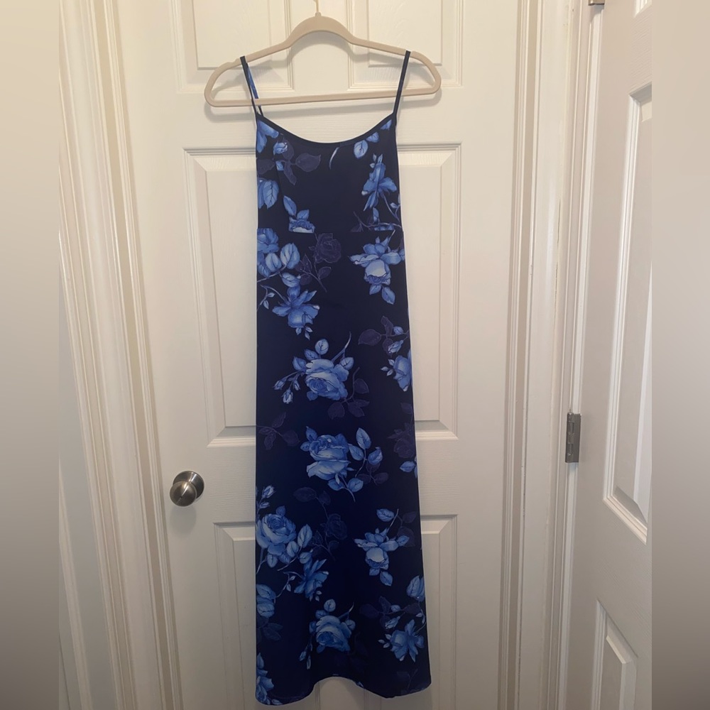 Vintage No Boundaries Blue Floral Rose Maxi Dress
